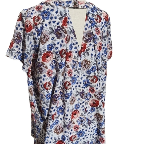 Umgee Mini Shift Dress Tunic Small Keyhole Neckline Floral Boho Festival - Picture 3 of 6